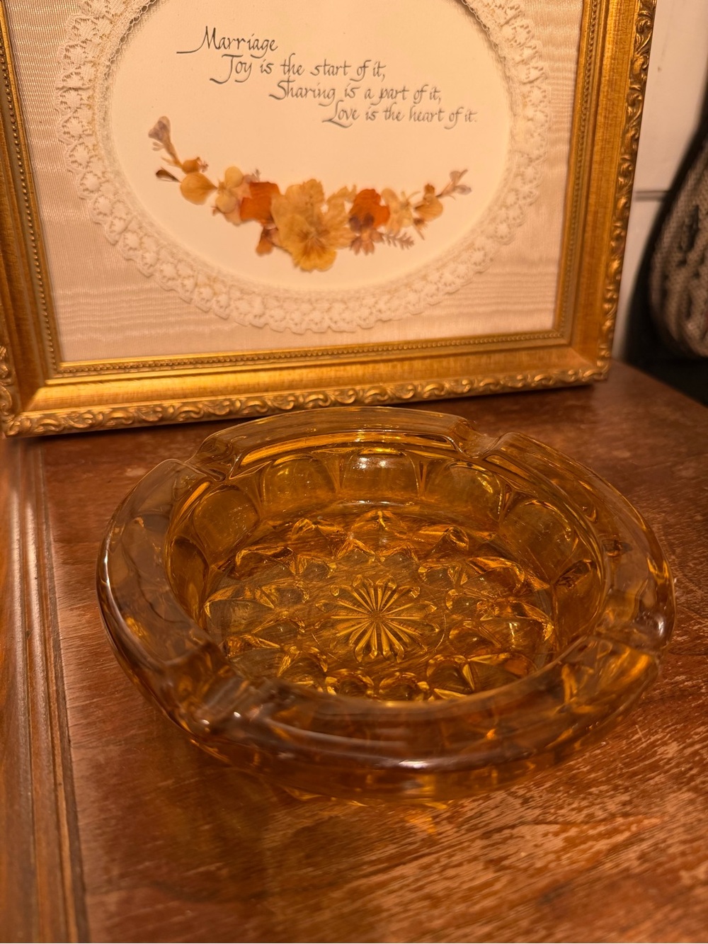 Amber Glass Decorative ashtray